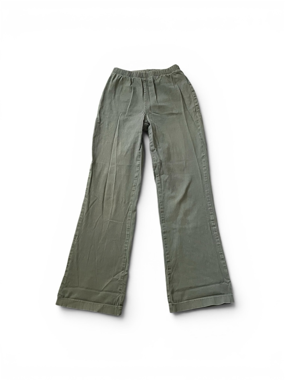 Olive Straight-Leg Elastic-Waist Pants